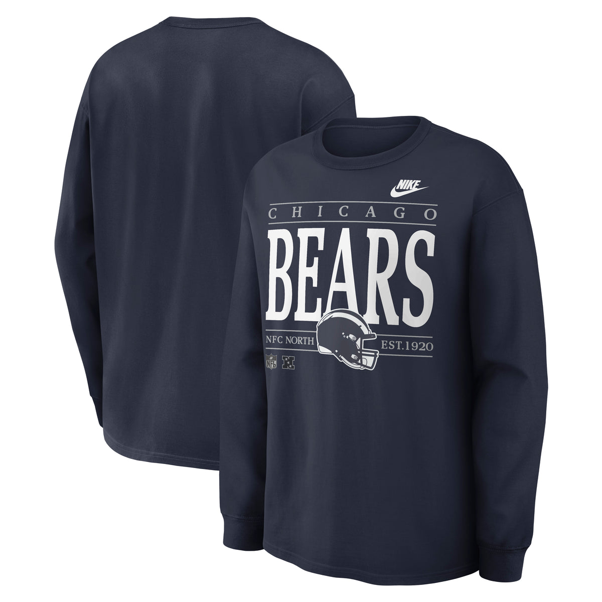 NFL Chicago Bears Nike Rewind Max90 Long Sleeve T-Shirt- Navy