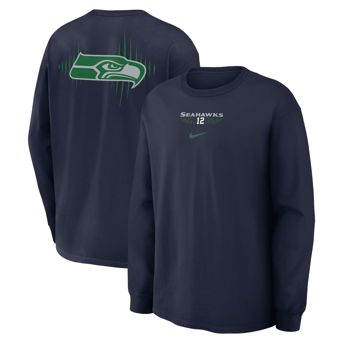 NFL Seattle Seahawks Nike Rivalry Max90 Long Sleeve T-Shirt- Navy