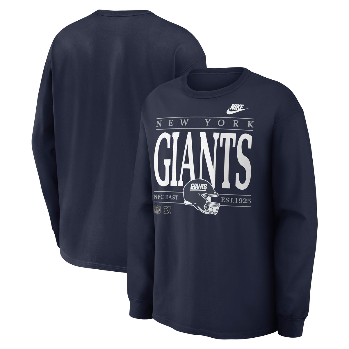 NFL New York Giants Nike Rewind Max90 Long Sleeve T-Shirt- Navy