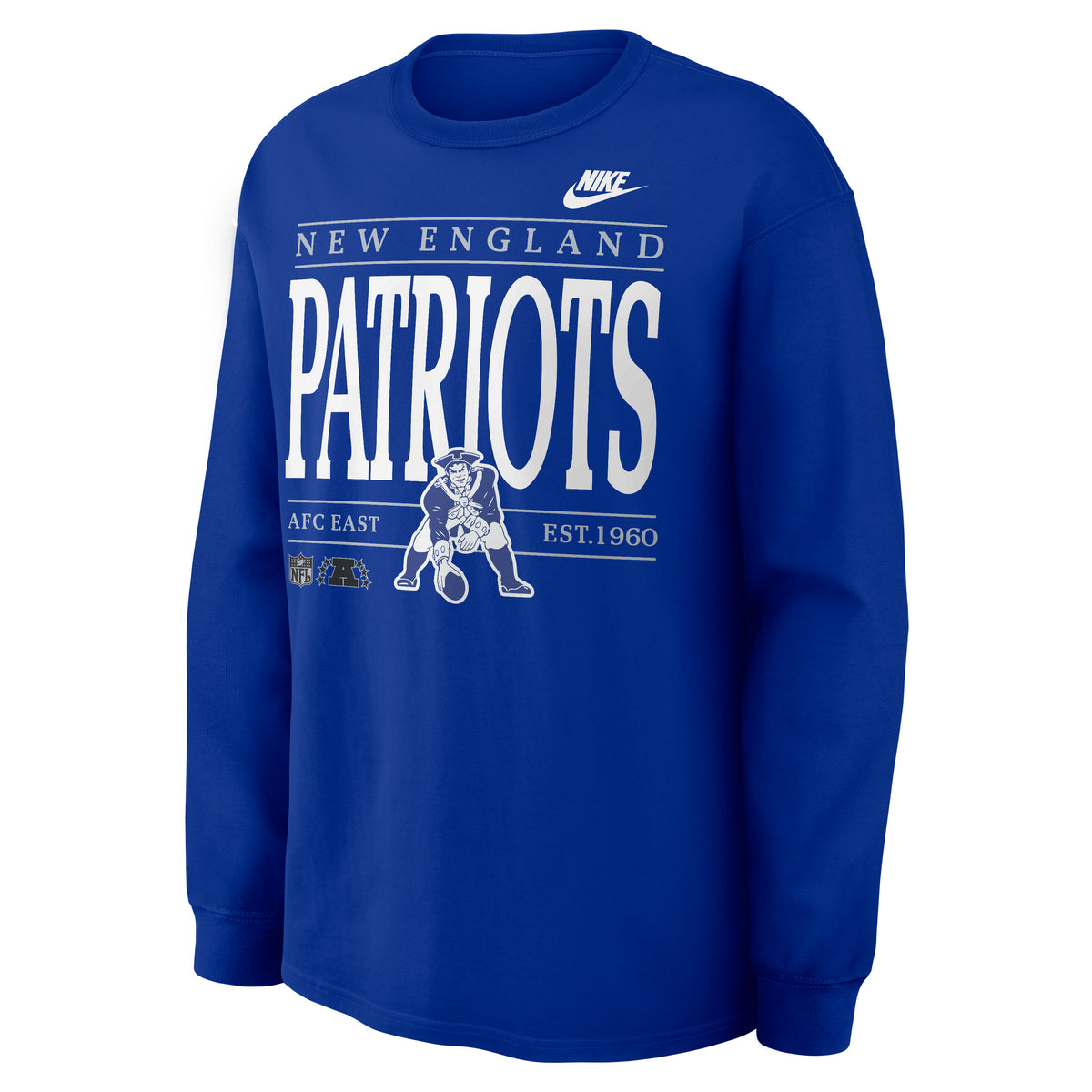 NFL New England Patriots Nike Rewind Max90 Long Sleeve T-Shirt- Blue
