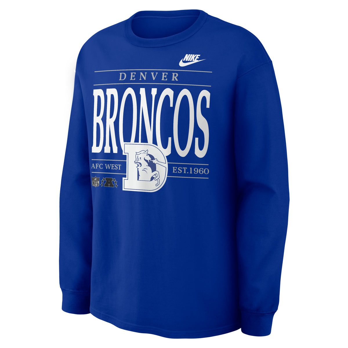 NFL Denver Broncos Nike Rewind Max90 Long Sleeve T-Shirt- Blue
