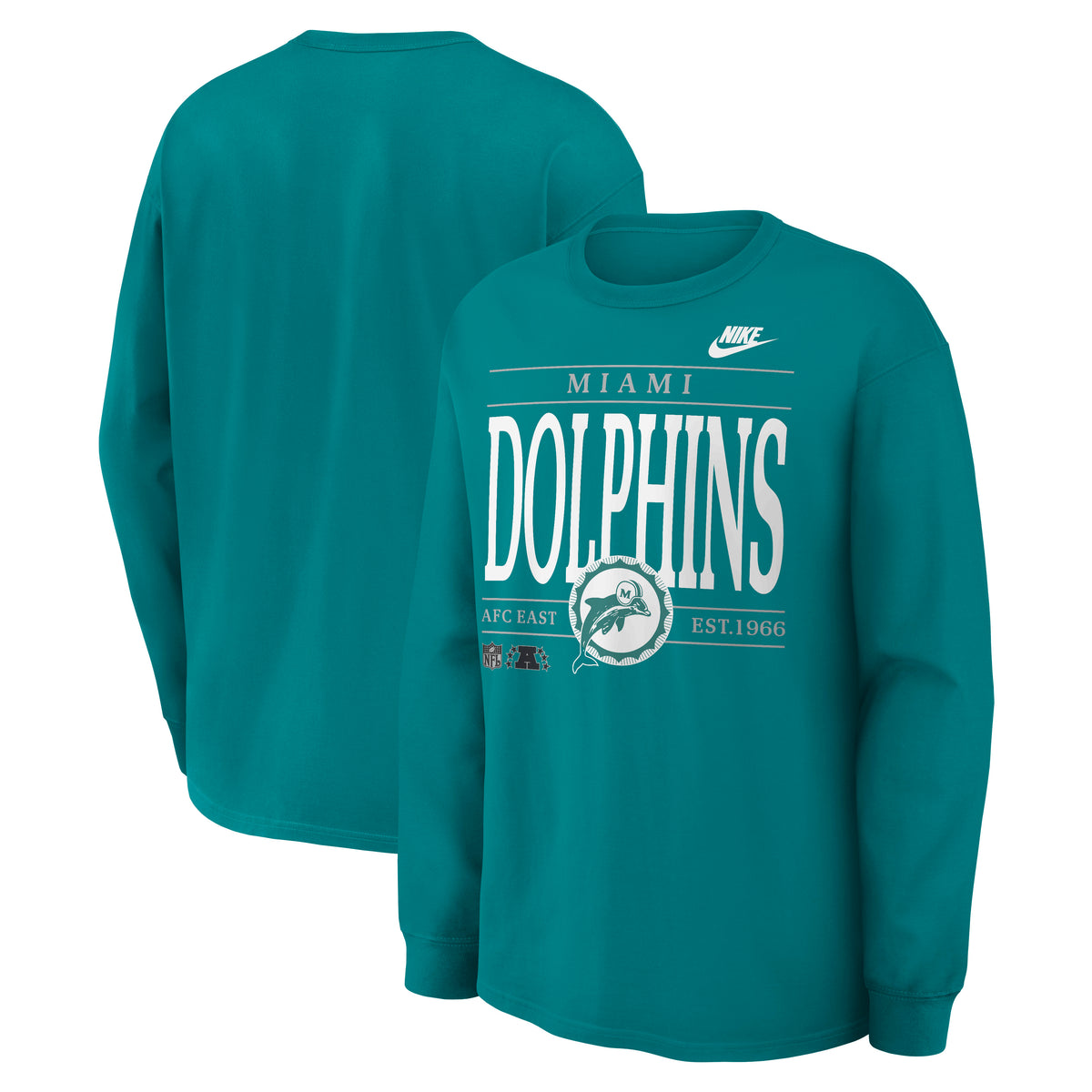 NFL Miami Dolphins Nike Rewind Max90 Long Sleeve T-Shirt- Teal