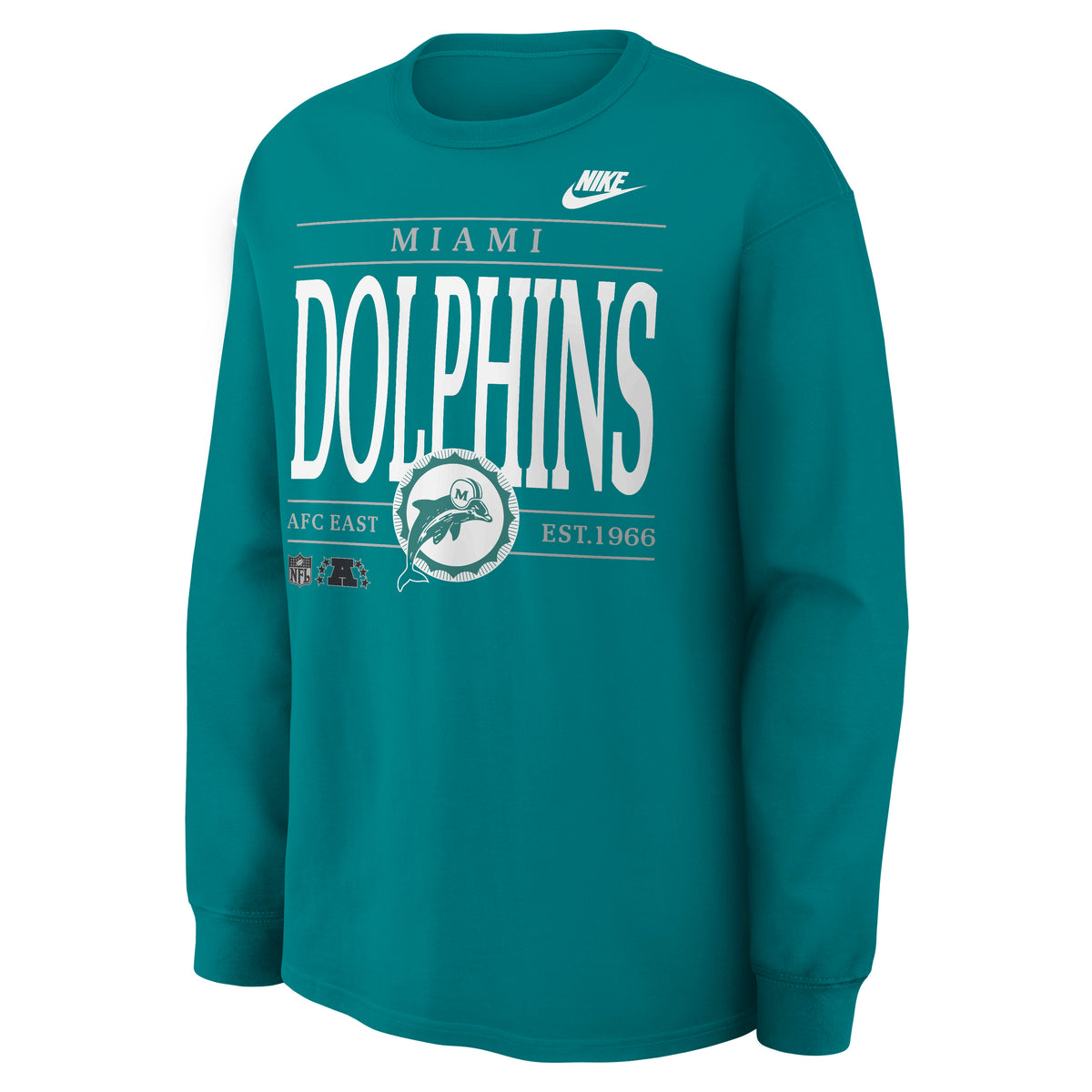 NFL Miami Dolphins Nike Rewind Max90 Long Sleeve T-Shirt- Teal