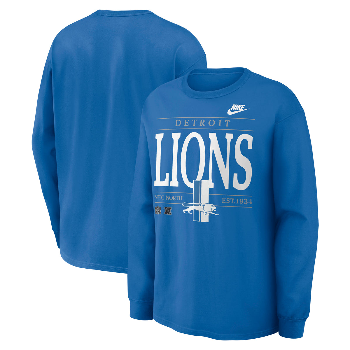 NFL Detroit Lions Nike Rewind Max90 Long Sleeve T-Shirt- Blue