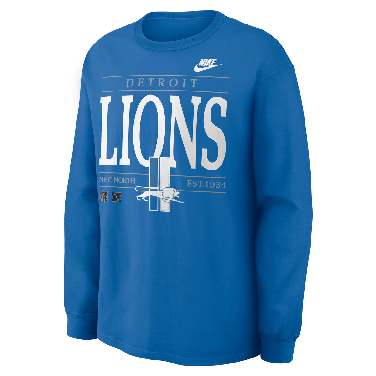 NFL Detroit Lions Nike Rewind Max90 Long Sleeve T-Shirt- Blue