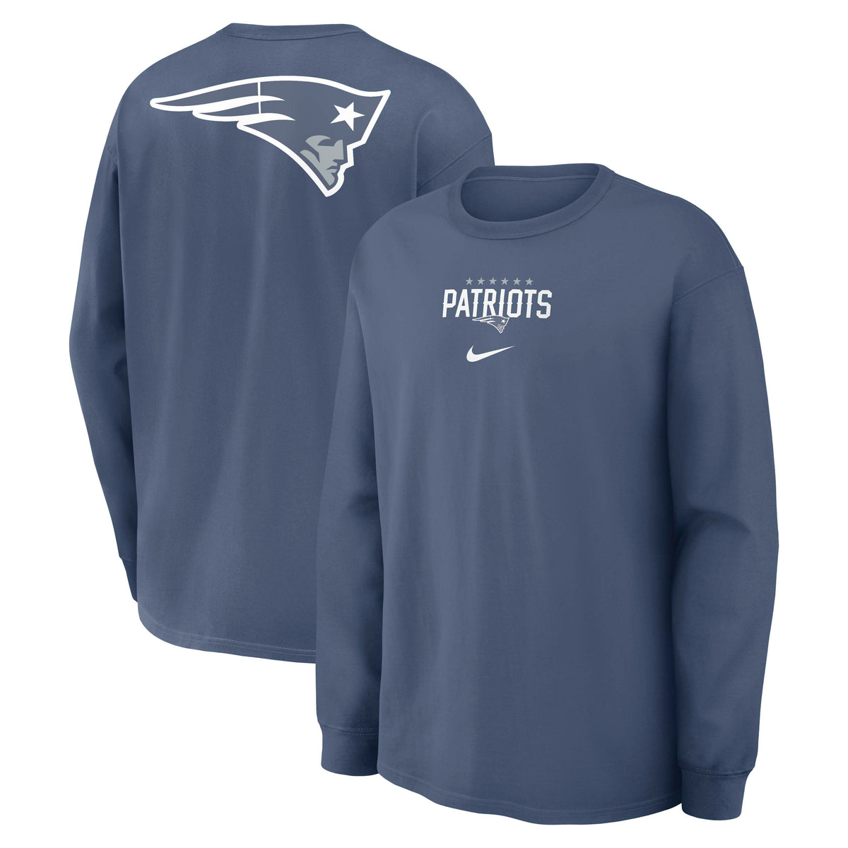 NFL New England Patriots Nike Rivalry Max90 Long Sleeve T-Shirt- Blue