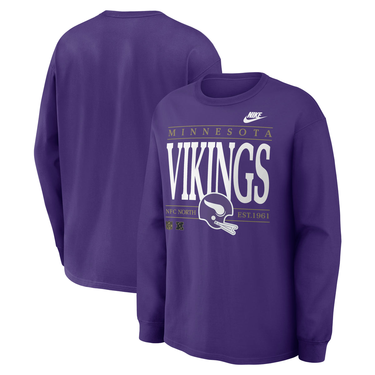 NFL Minnesota Vikings Nike Rewind Max90 Long Sleeve T-Shirt- Purple