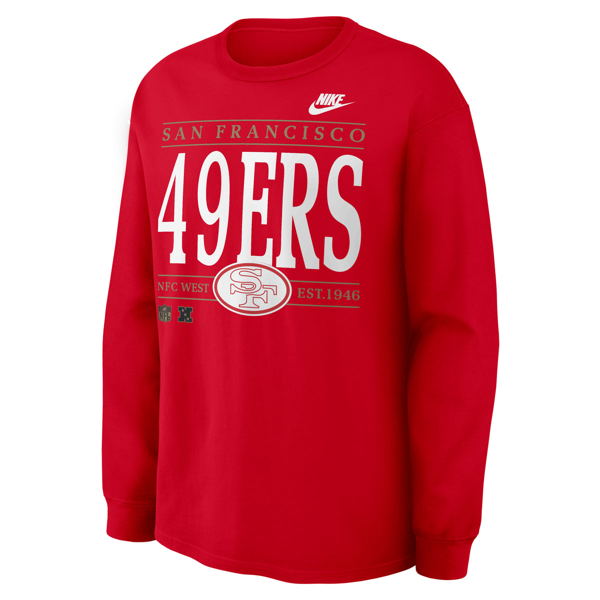 NFL San Francisco 49ers Nike Rewind Max90 Long Sleeve T-Shirt- Red