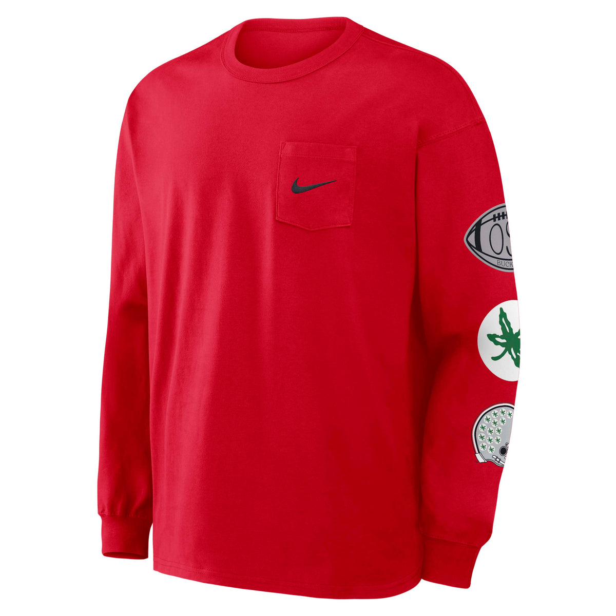 NCAA Ohio State Buckeyes Nike Academic Max90 Long Sleeve Pocket T-Shirt- Red
