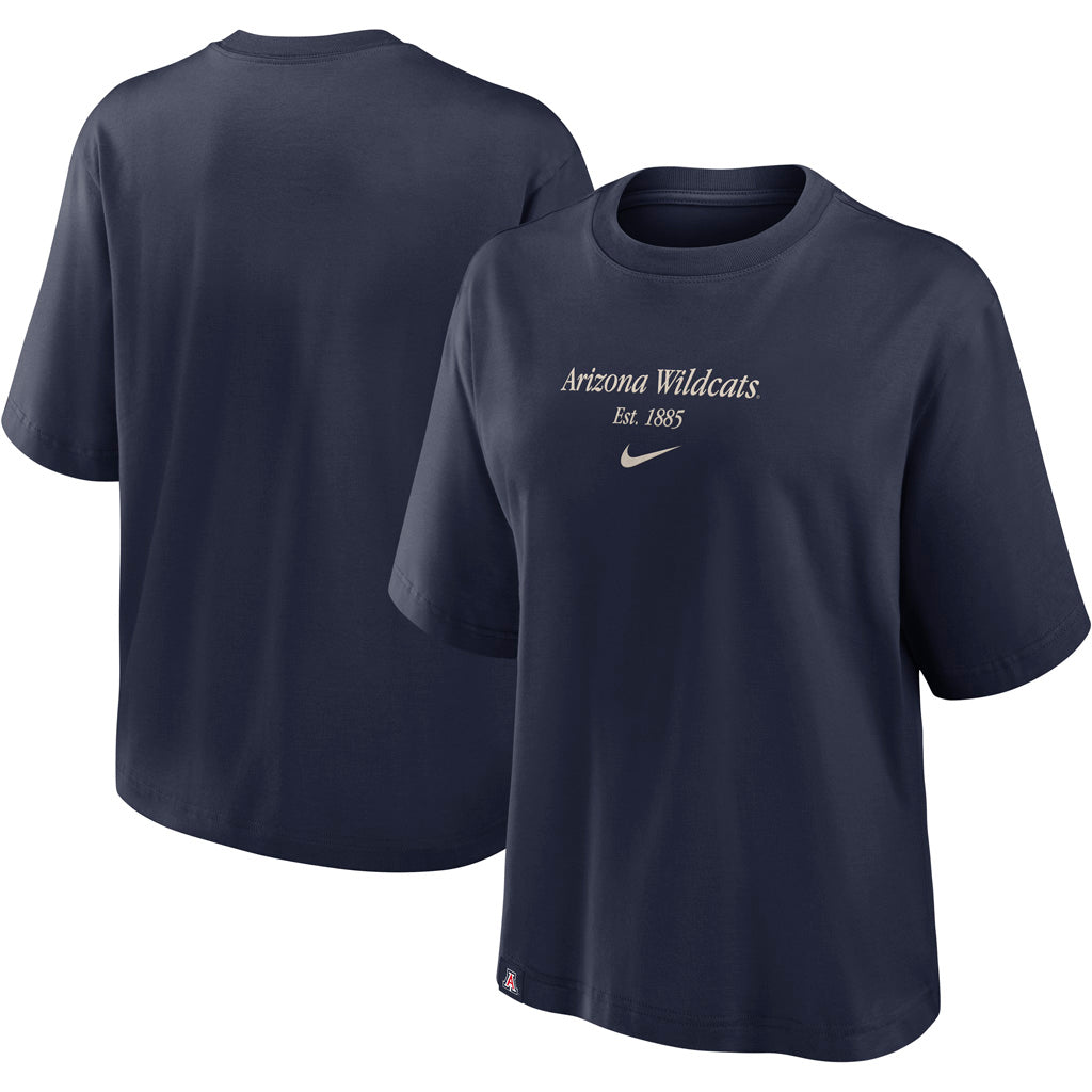 NCAA Arizona Wildcats Women's Nike Established Tag Boxy T-Shirt - Navy