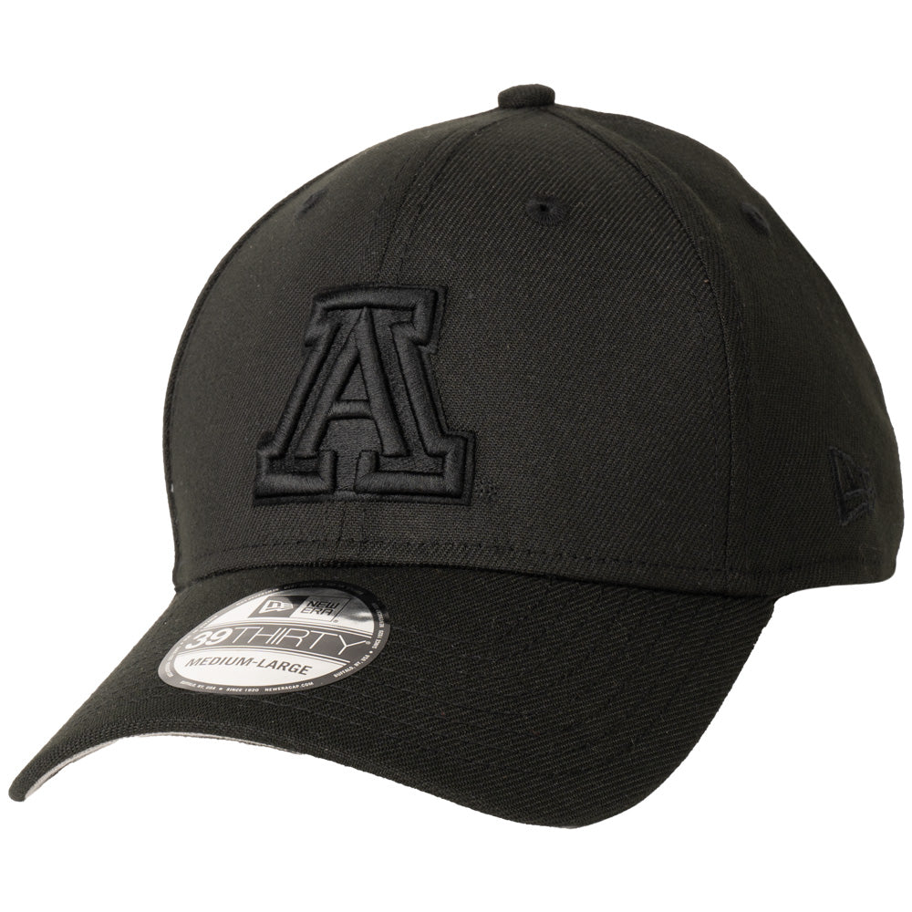 NCAA Arizona Wildcats Black On Black Primary Logo 39THIRTY Flex Fit Hat - Black