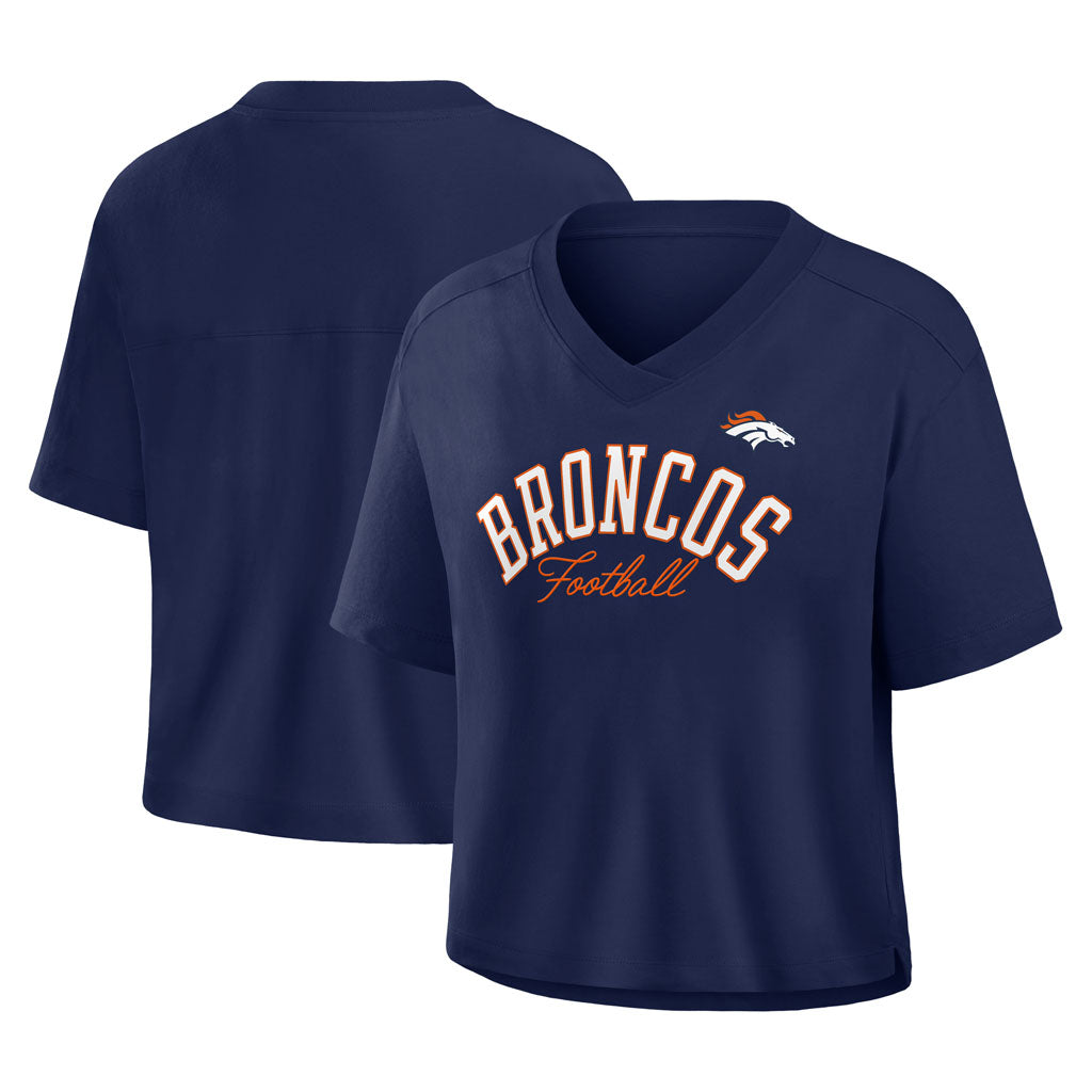 NFL Denver Broncos Women's Fanatics Option Read Fashion Top - Navy