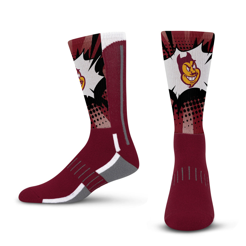 NCAA Arizona State Sun Devils For Bare Feet Ka-Pow! Socks - Maroon