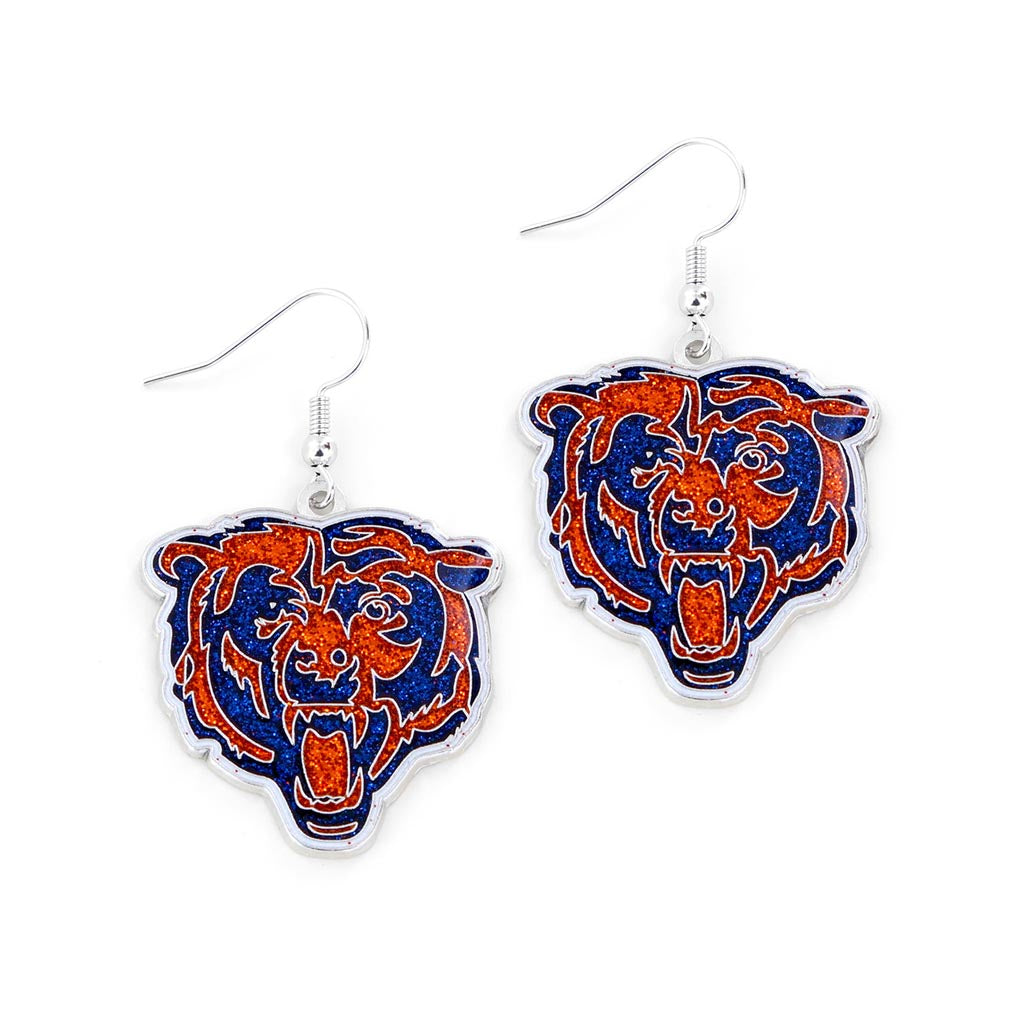 NFL Chicago Bears Aminco Glitter Dazzler Logo Earrings - Orange