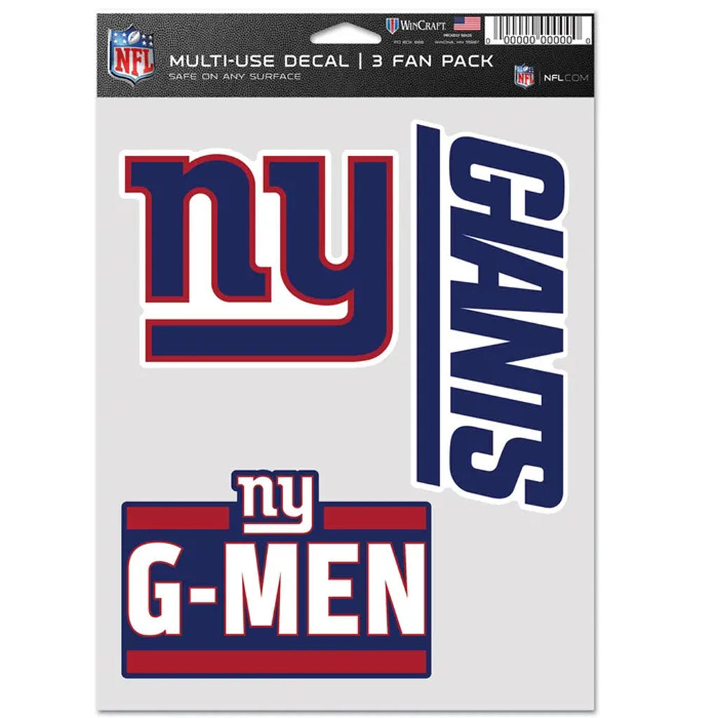 NFL New York Giants WinCraft 6x8 3 Pack Decal