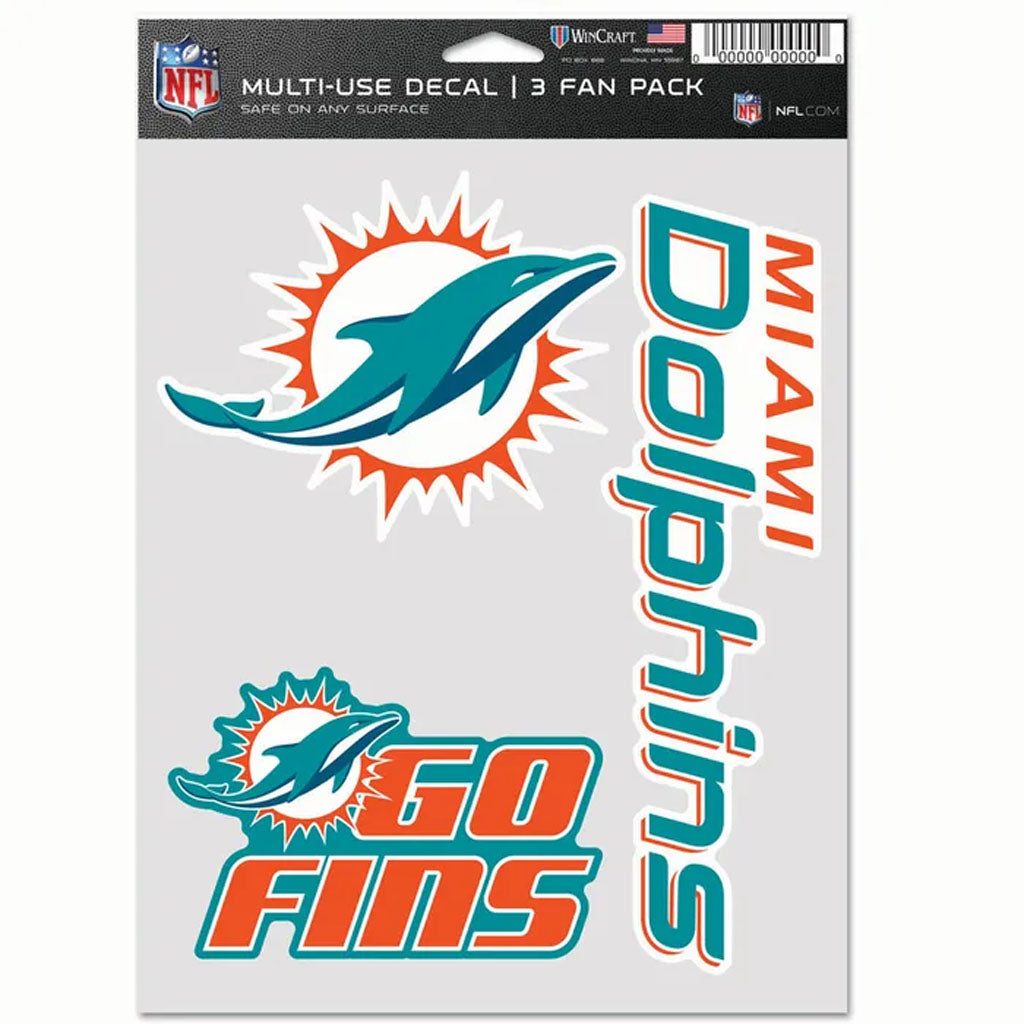 NFL Miami Dolphins WinCraft 6x8 3 Pack Decal