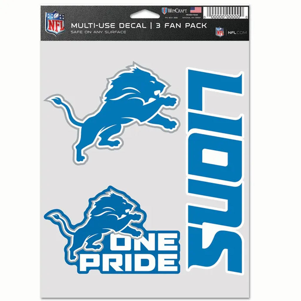 NFL Detroit Lions WinCraft 6x8 3 Pack Decal