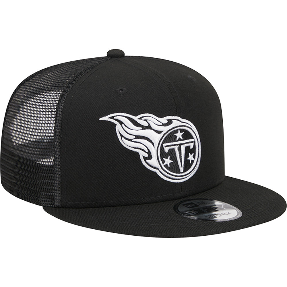 NFL Tennessee Titans New Era Black & White Trucker 9FIFTY Snapback Hat - Black