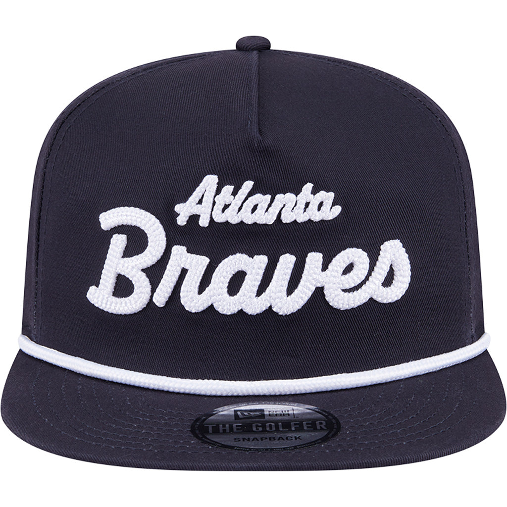 MLB Atlanta Braves New Era Team Text Golfer Snapback Hat - Navy