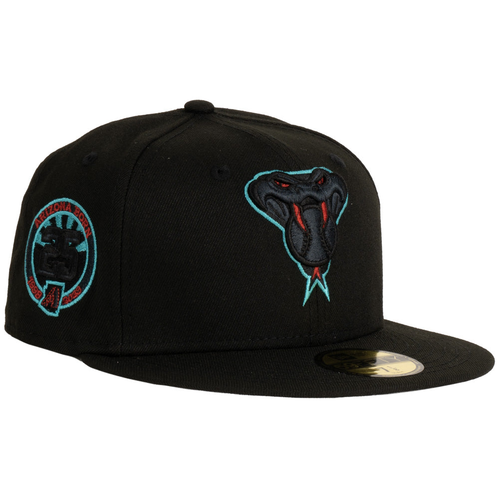 MLB Arizona Diamondbacks New Era Red Eye Teal Fangs 25th Anniversary 59FIFTY Fitted Hat - Black