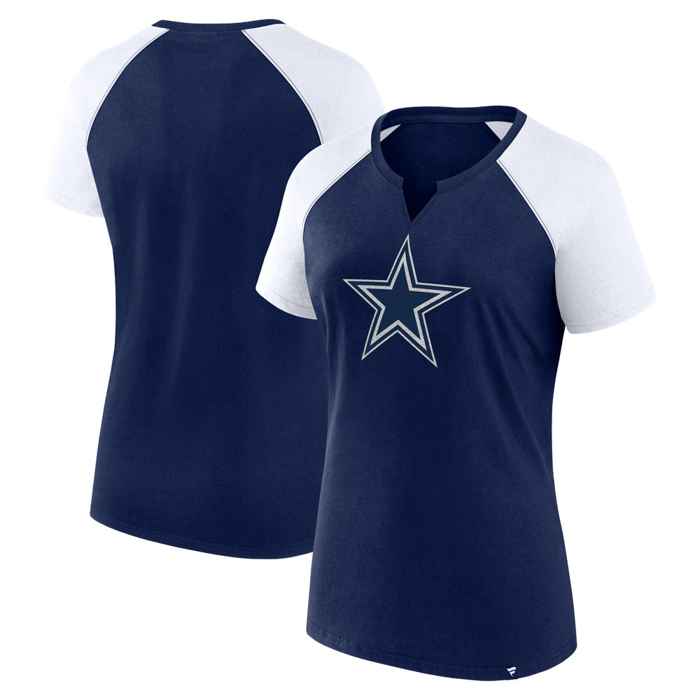 NFL Dallas Cowboys Women&#39;s Fanatics Glitter Primary Raglan T-Shirt - Navy