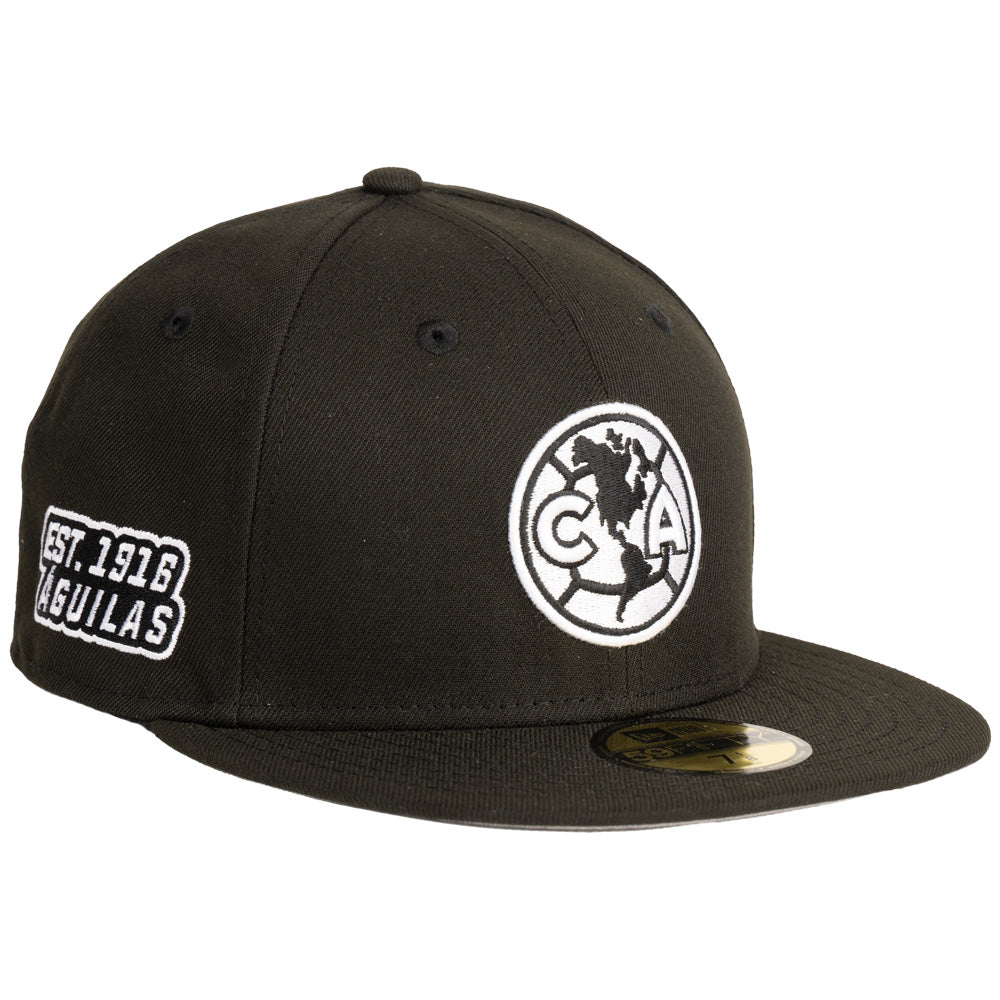 Club America New Era Black & White 59FIFTY Fitted Hat