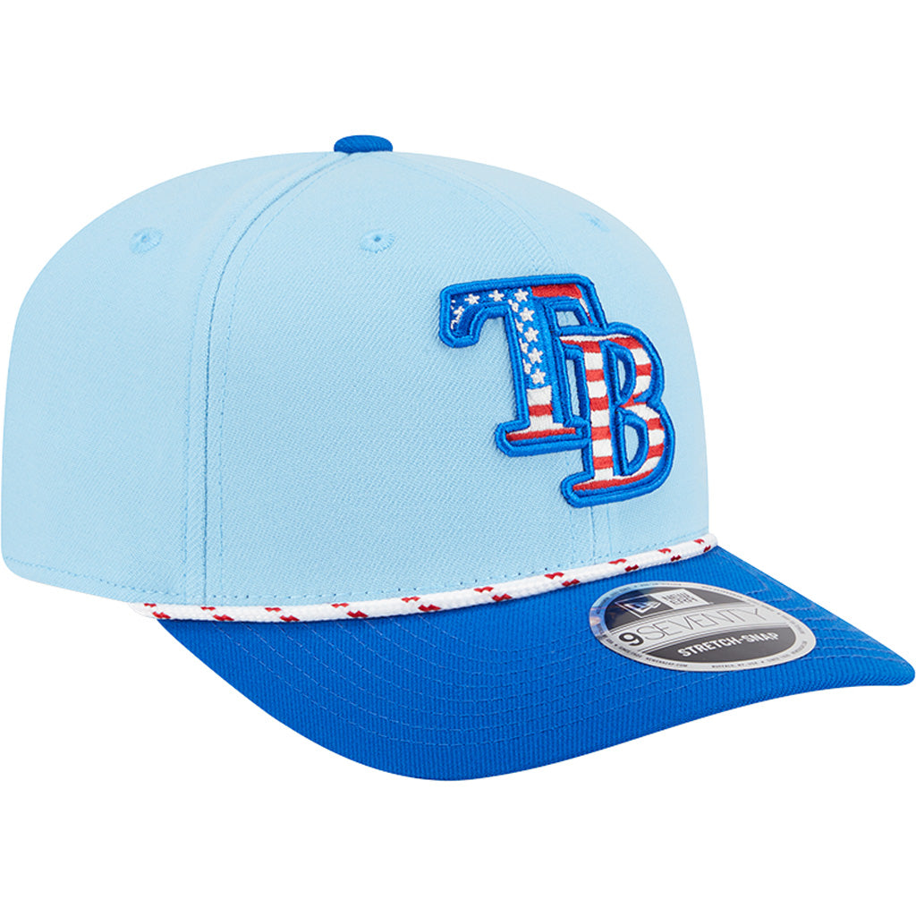 MLB Tampa Bay Rays New Era 2025 4th of July 9SEVENTY Stretch-Snapback Hat - Light Blue