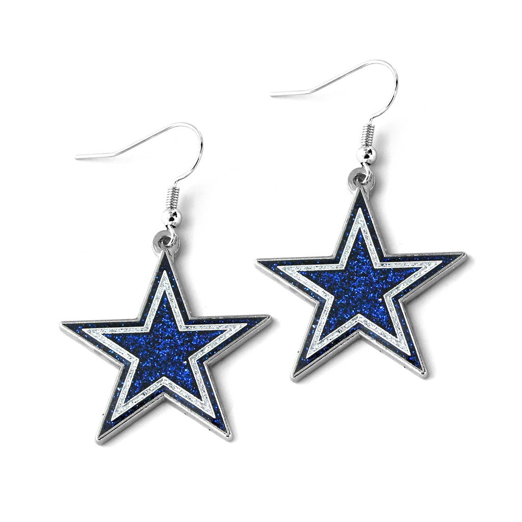 NFL Dallas Cowboys Aminco Glitter Dazzler Logo Earrings - Navy
