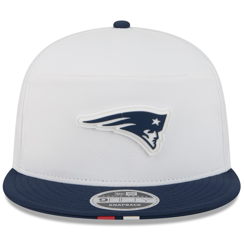 NFL New England Patriots New Era 2025 Training 9FIFTY Split Panel Snapback Hat - White