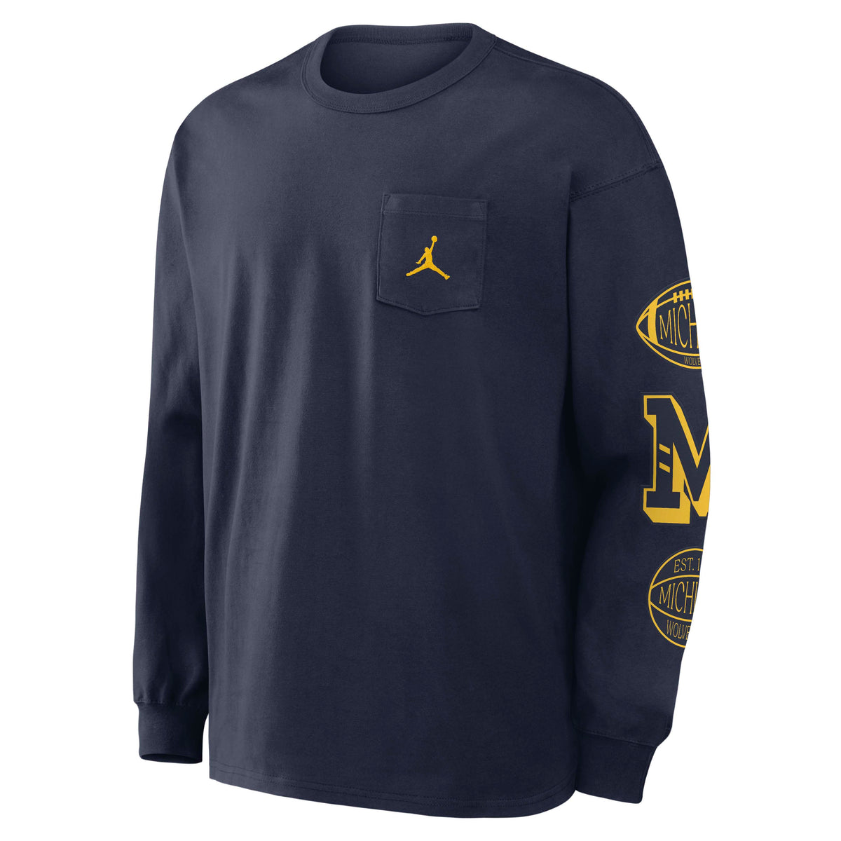 NCAA Michigan Wolverines Nike Academic Max90 Long Sleeve Pocket T-Shirt- Navy