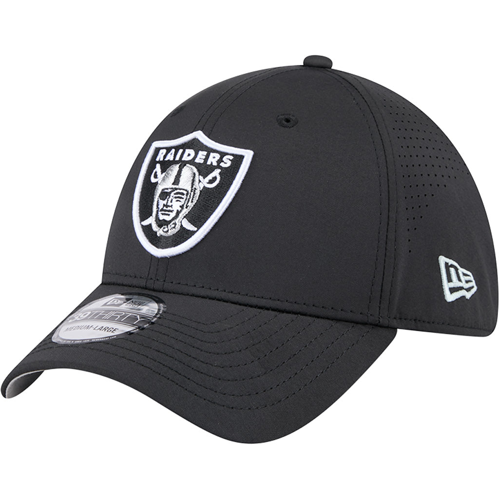 NFL Las Vegas Raiders New Era Mid Perf 39THIRTY Flex Fit Hat - Black