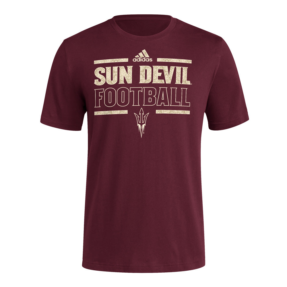 NCAA Arizona State Sun Devils adidas Wordmark Snakeskin Fresh T-Shirt - Maroon