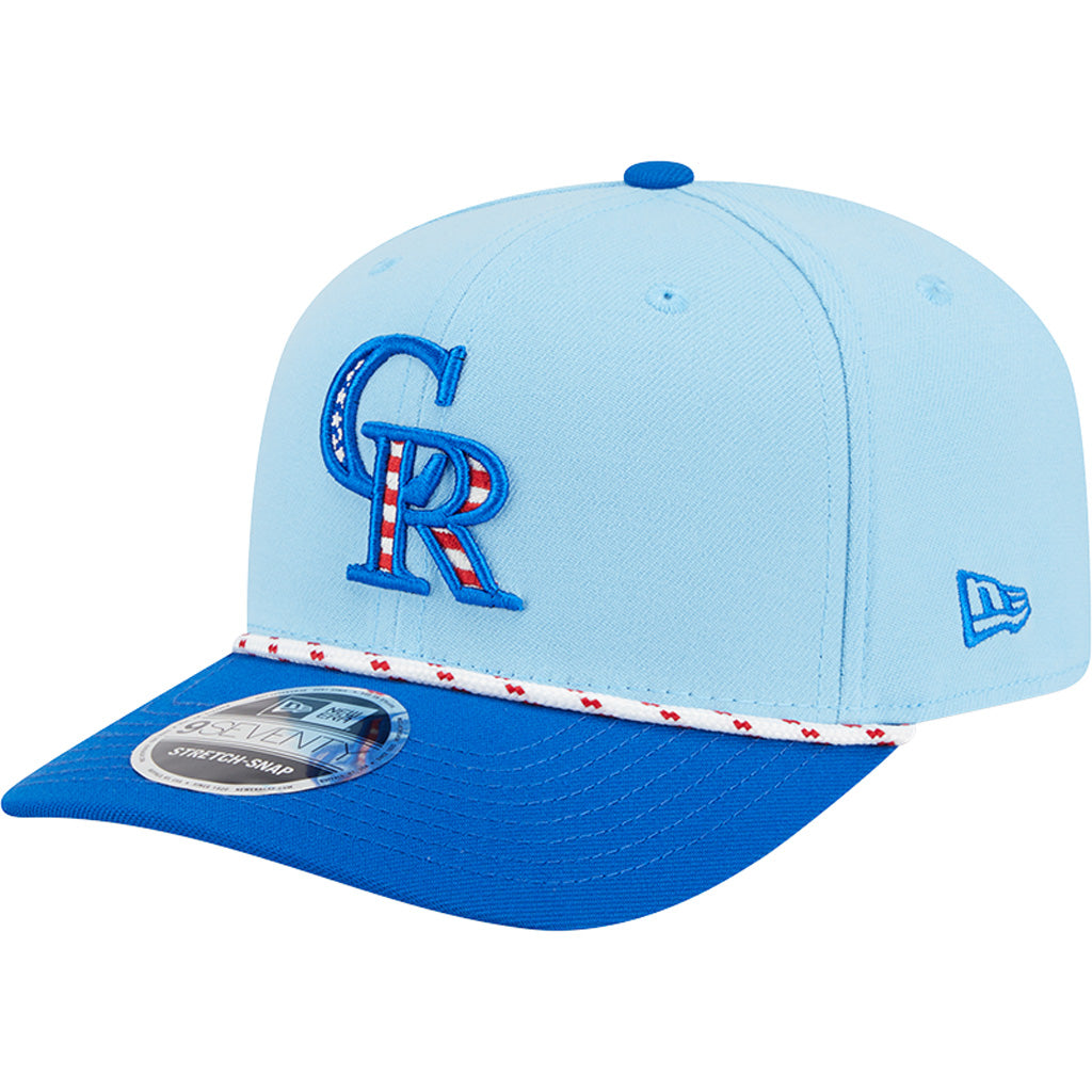 MLB Colorado Rockies New Era 2025 4th of July 9SEVENTY Stretch-Snapback Hat - Light Blue