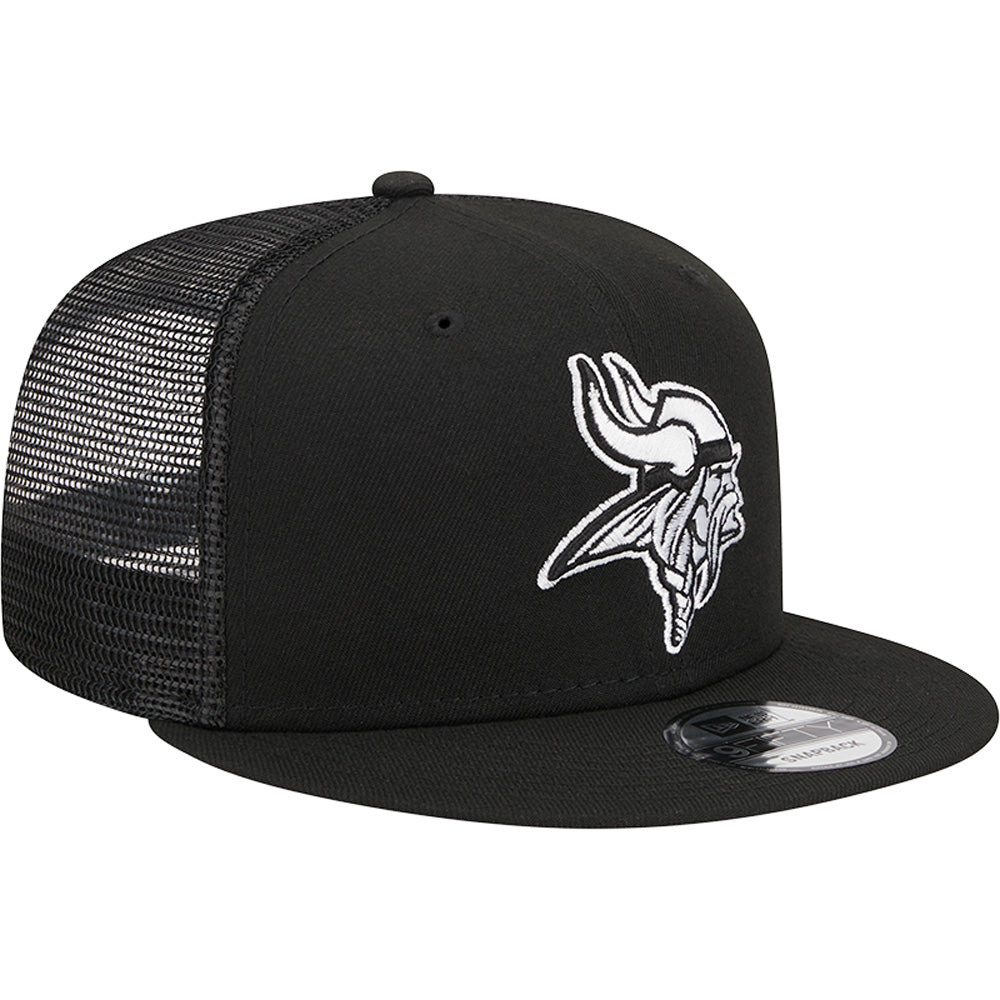 NFL Minnesota Vikings New Era Black & White 9FIFTY Snapback Trucker Hat - Black