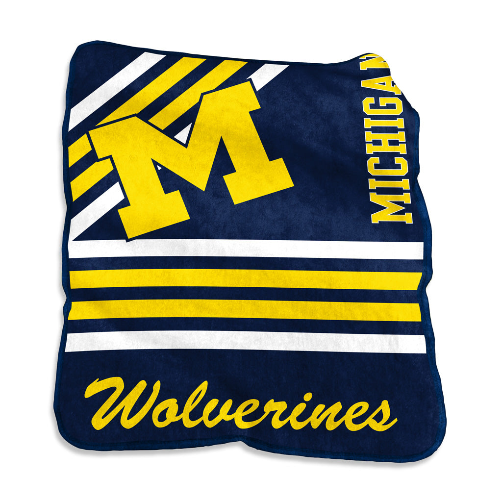 NCAA Michigan Wolverines Logo Brands 50" x 60" Raschel Blanket - Navy