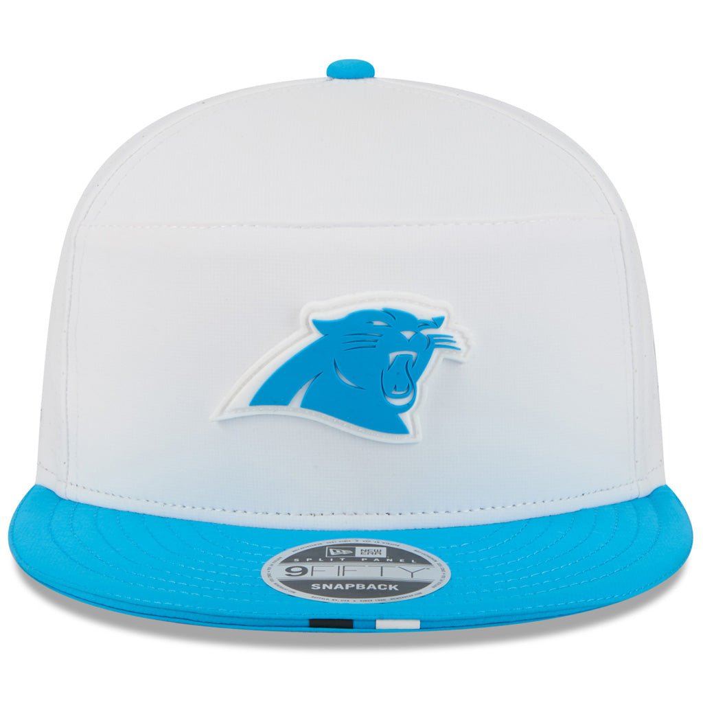 NFL Carolina Panthers New Era 2025 Training 9FIFTY Split Panel Snapback Hat - White