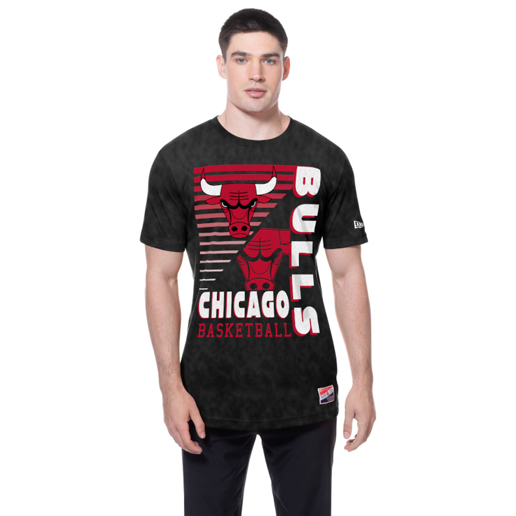 NBA Chicago Bulls New Era Throwback Wash T-Shirt - Black