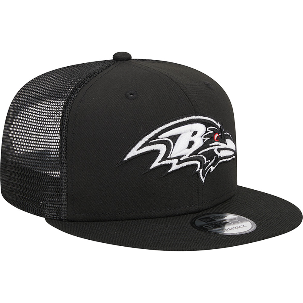 NFL Baltimore Ravens New Era Black & White 9FIFTY Snapback Trucker Hat - Black
