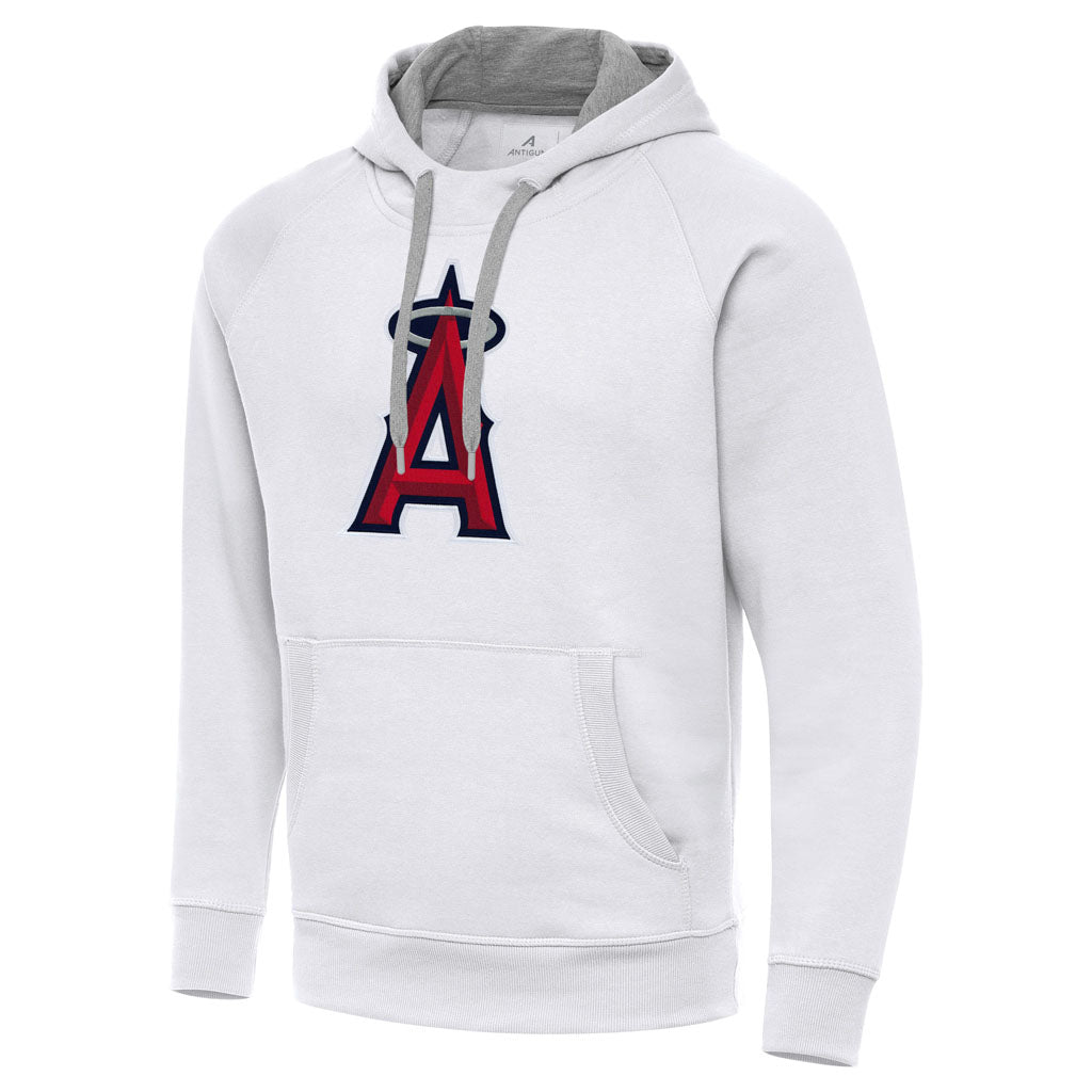 MLB Los Angeles Angels Antigua Full Front Victory Pullover Hoodie - White