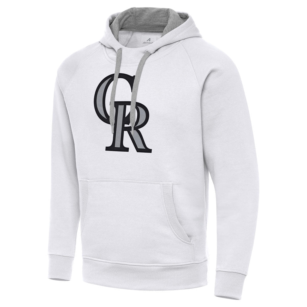 MLB Colorado Rockies Antigua Full Front Victory Pullover Hoodie - White