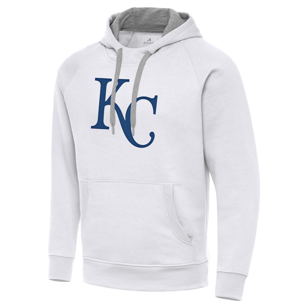 MLB Kansas City Royals Antigua Full Front Victory Pullover Hoodie - White