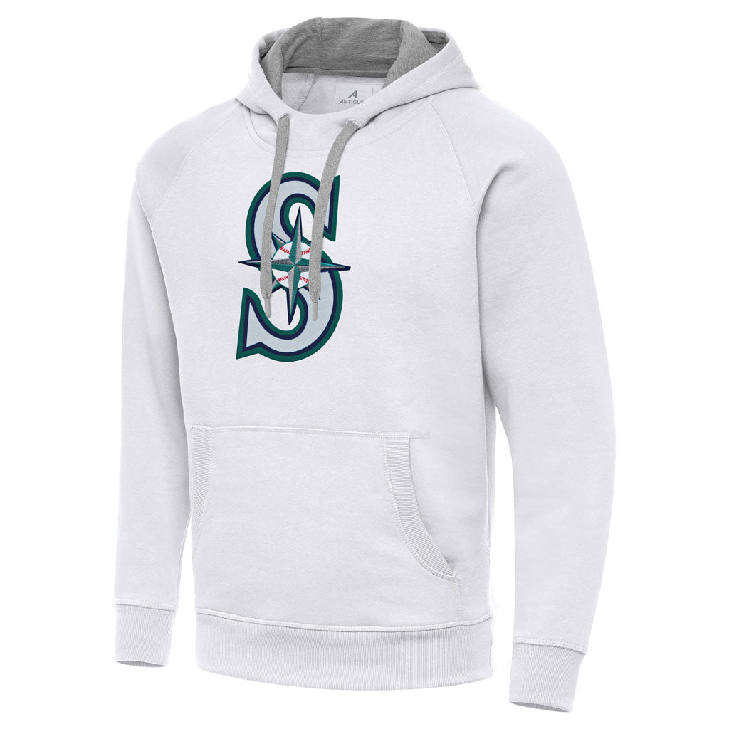 MLB Seattle Mariners Antigua Full Front Victory Pullover Hoodie - White