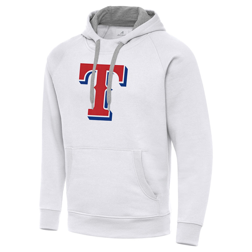 MLB Texas Rangers Antigua Full Front Victory Pullover Hoodie - White