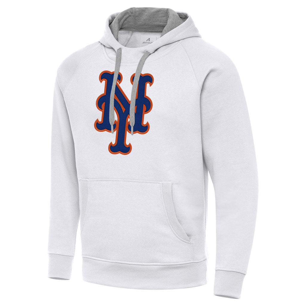 MLB New York Mets Antigua Full Front Victory Pullover Hoodie - White