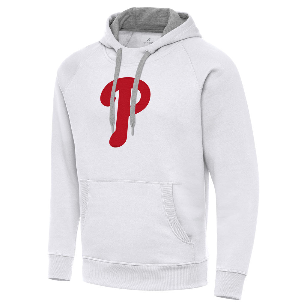 MLB Philadelphia Phillies Antigua Full Front Victory Pullover Hoodie - White