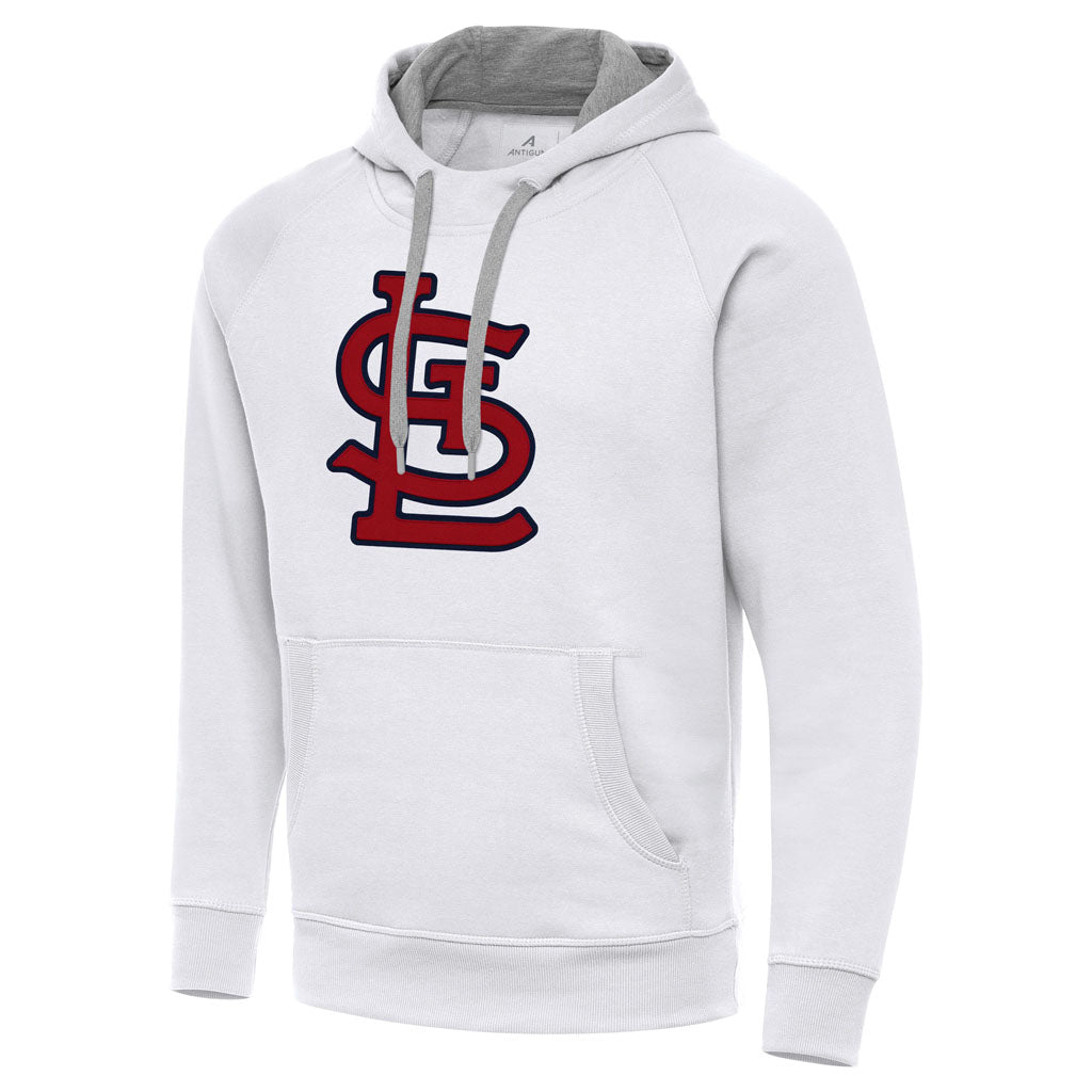 MLB St. Louis Cardinals Antigua Full Front Victory Pullover Hoodie - White
