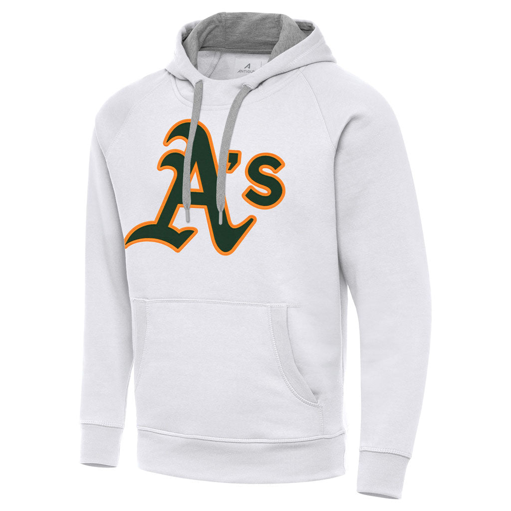 MLB Athletics Antigua Full Front Victory Pullover Hoodie - White
