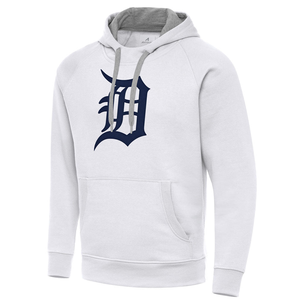 MLB Detroit Tigers Antigua Full Front Victory Pullover Hoodie - White