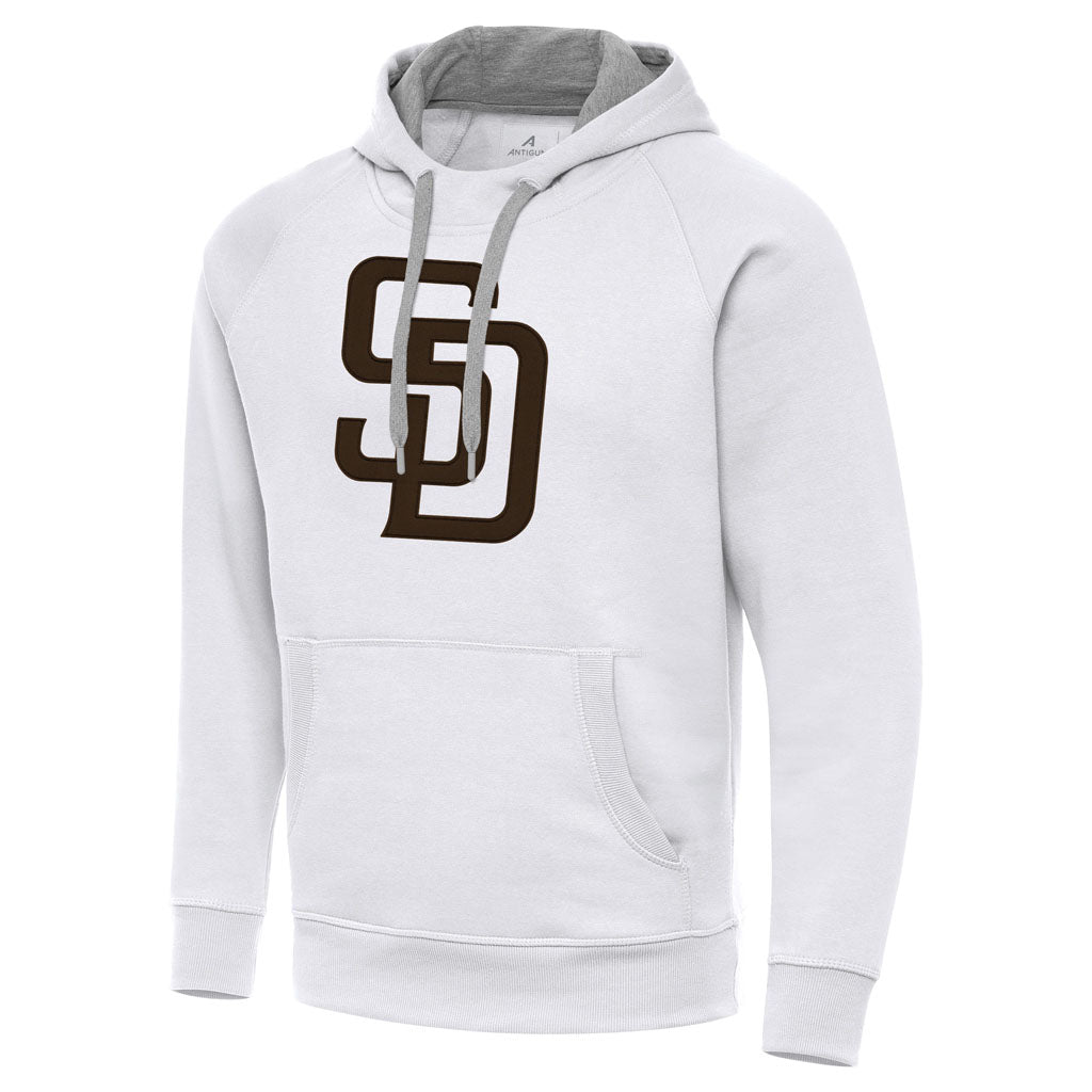 MLB San Diego Padres Antigua Full Front Victory Pullover Hoodie - White
