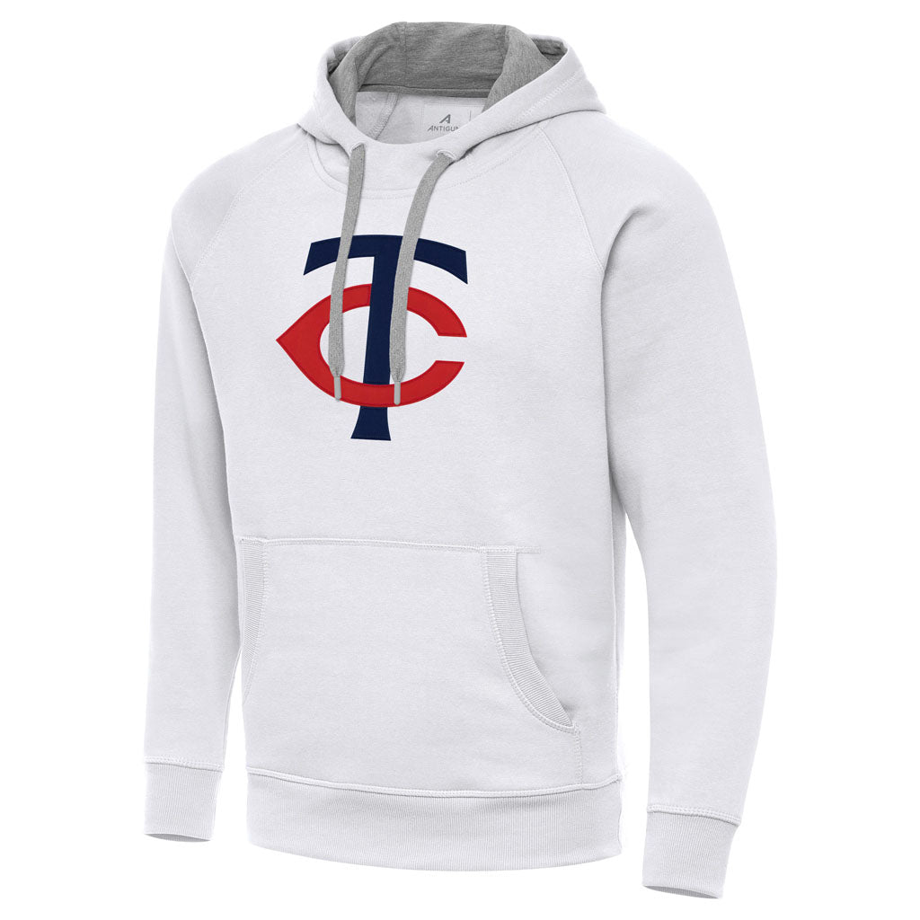 MLB Minnesota Twins Antigua Full Front Victory Pullover Hoodie - White